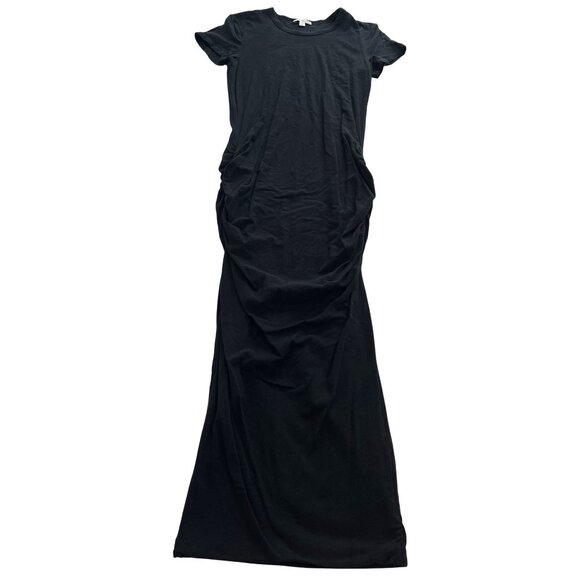 Standard James Perse Ruched T-Shirt Dress in Black - Picture 1 of 6